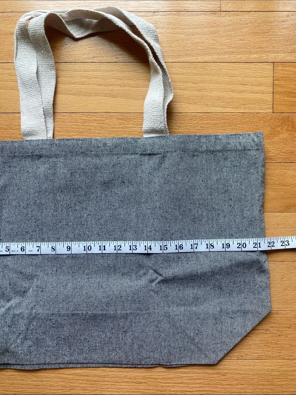 Gray Canvas Tote Bag with Library Card Graphic Librarian